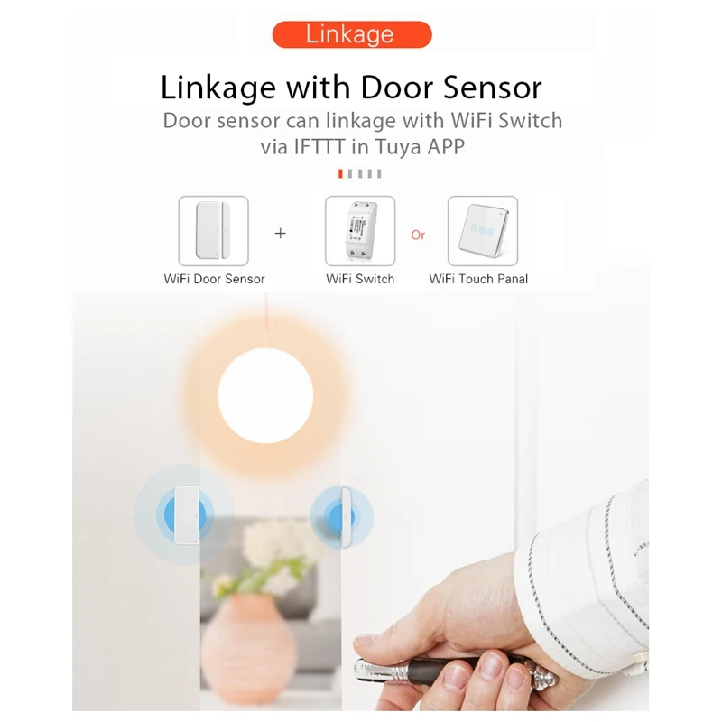 

Tuya Smart WiFi Door Window Sensor netic Detector Door Open Closed Detectors APP Control Work with Amazon Alexa 2 Set