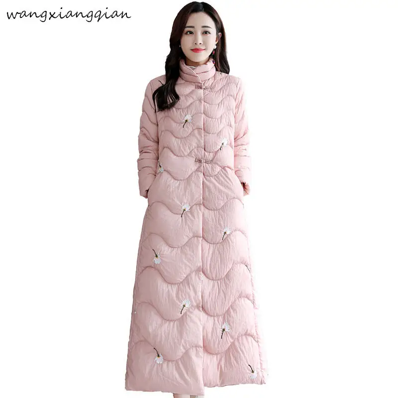 Женская хлопковая куртка выше колена свободный пуховик в стиле ретро зима 2019 A514 |