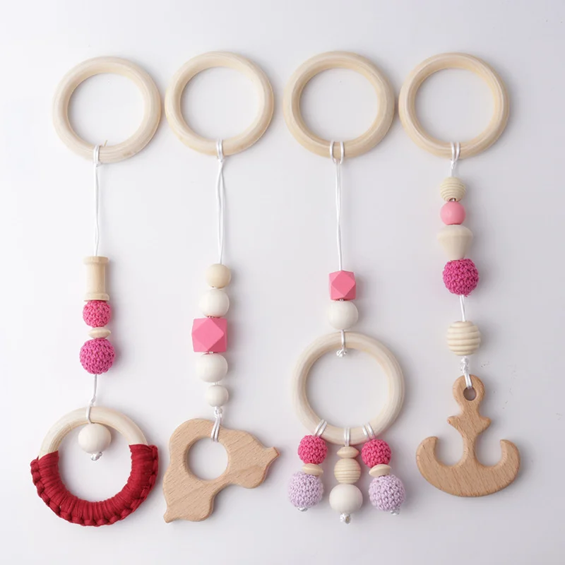 4 Pc/set Lovely Baby Wood Chain Rattle Toys Nursery Kids Room Decoration Accessories Gym Play Rack Hanging Decor Ornaments