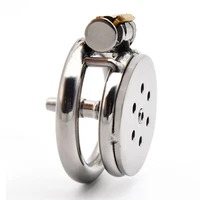 super small male chastity device stainless steel chastity cage with removable catheter penis lock cock ring sex toys men