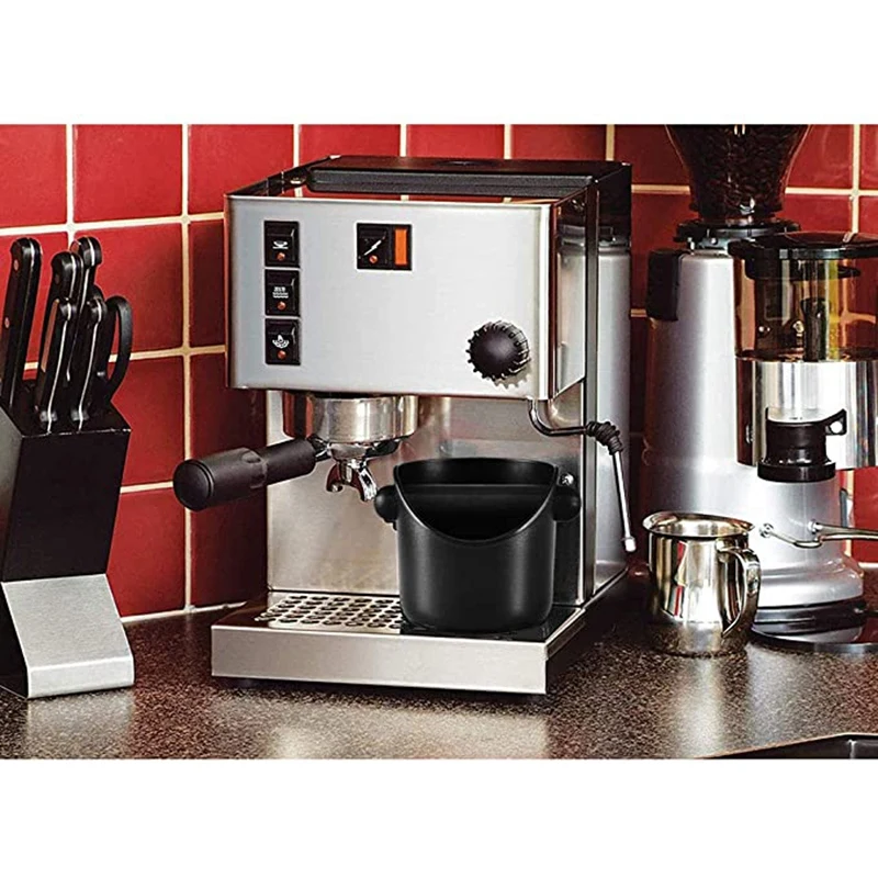 -Coffee Grounds Box Trough Coffee Knocking Bucket Non-Slip Machine Accessories with 2 Brushes |