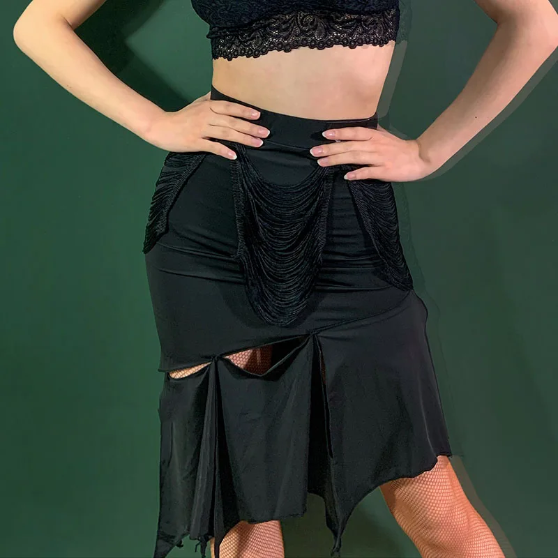 Женская юбка с бахромой и леопардовым принтом для латиноамериканских