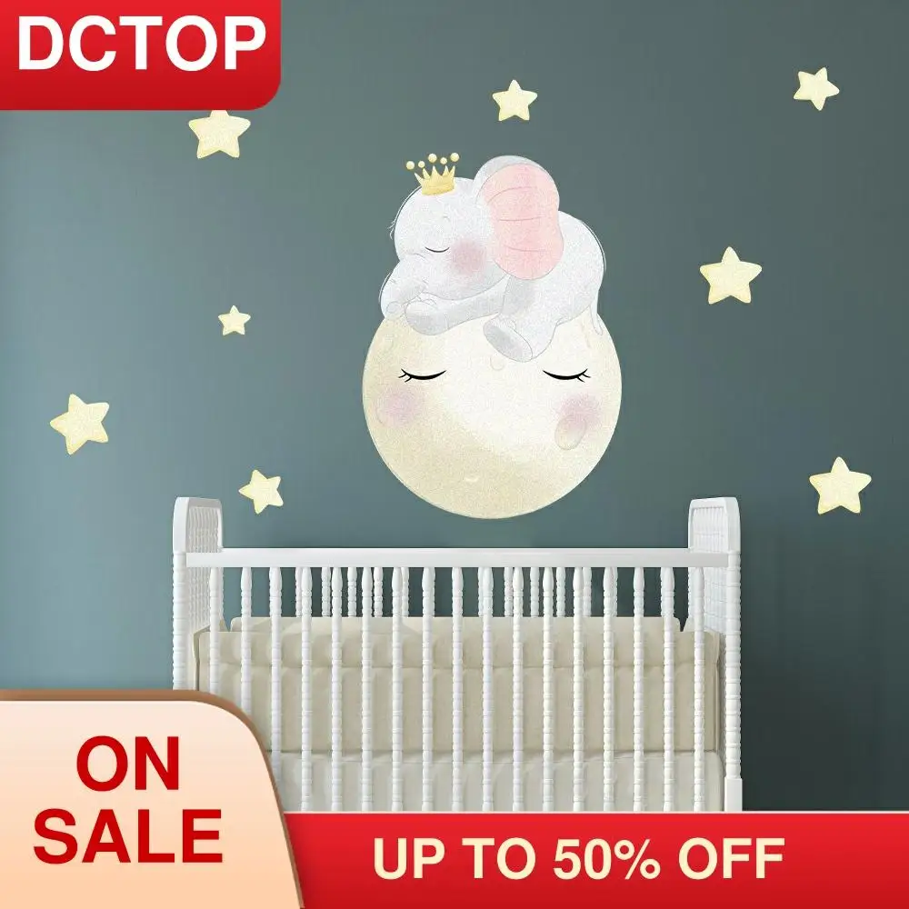 Милые детские настенные наклейки в виде бабочки со звездным слоном и луной на