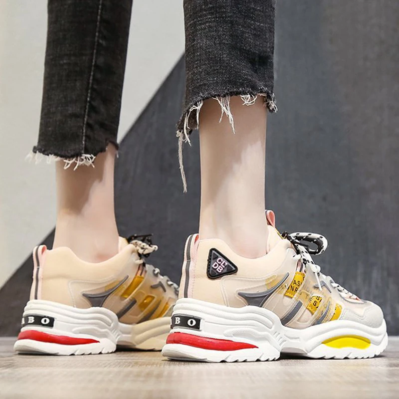 Женские кроссовки на толстой платформе 5 см женская повседневная обувь из