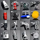 Запонки мужские, с огнетушителем, молотом судьи, будильником