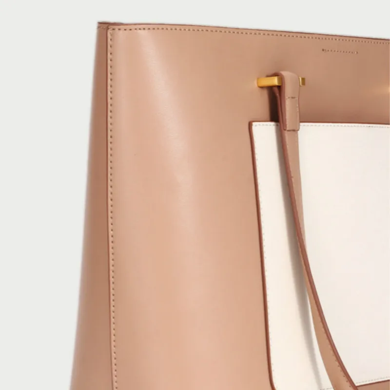 

LIKETHIS Cowhide Leather Women Tote Bag Large Capacity Patchwork Shoulder Bag for Ladies Spring Rivet Handbag Female Travel Bag