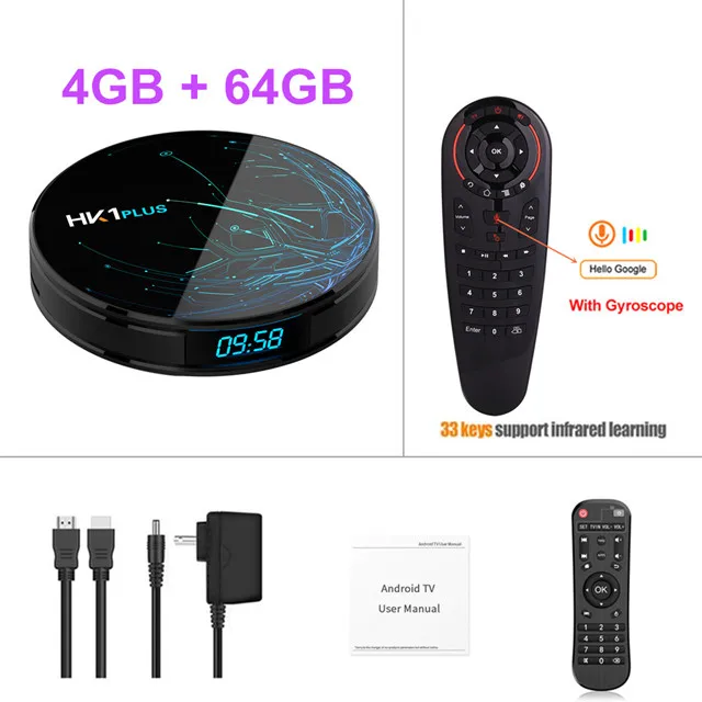 4G 64G G30 Voice 4 Гб 64 Гб HK1 Plus Android 9,0 ТВ BOX Amlogic S905X2 4 ядра, Wi-Fi, BT4.0 H.265 4K Youtube Google Play Смарт ТВ коробка PK X96 MAX X2 - Цвет: 4G 64G G30 Voice