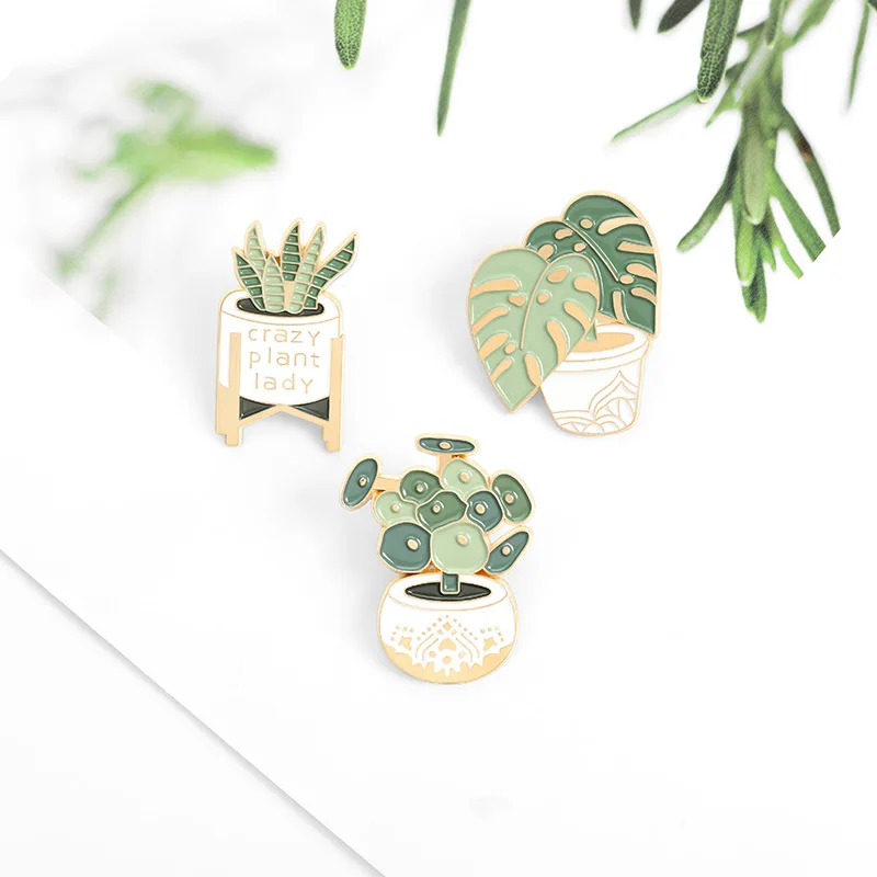 Эмалевые булавки милый кактус алоэ растение брошь Ювелирное Украшение булавка