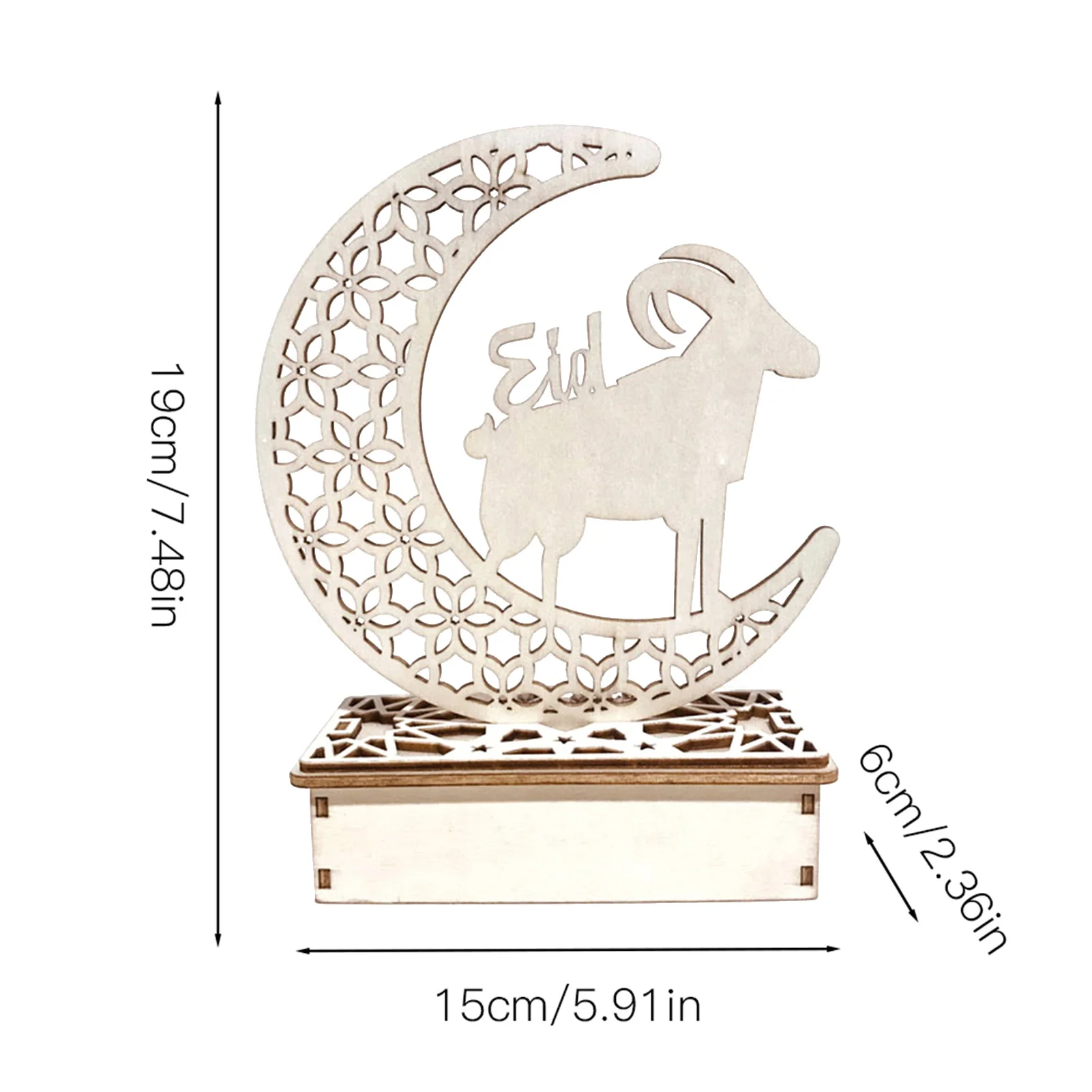 

DIY Wooden Eid Mubarak Pendants Ramadan Ornament Light Happy Kareem EID Mubarak Decor Muslim Party Festival Supplies