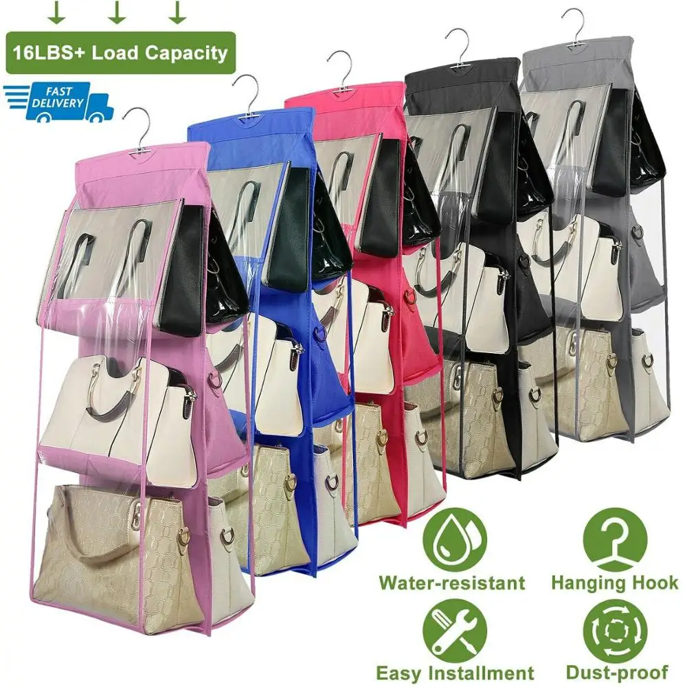Органайзер для сумок с 6 карманами прозрачная подвесная сумка гардероба чулана
