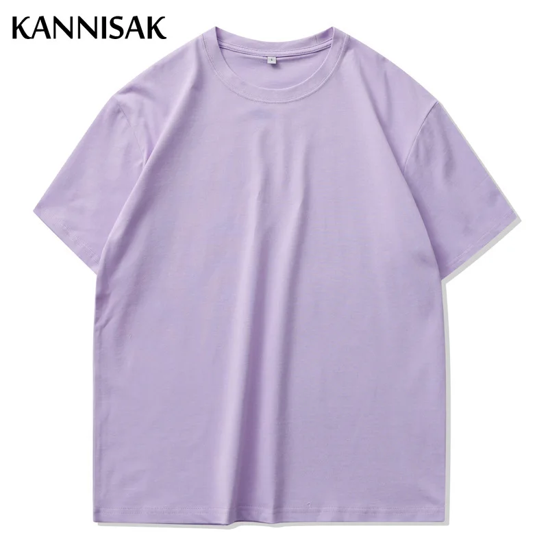 

Men's T Shirts 2021 Summer Casual 210g Cotton Quality Oversized T Shirt Vintage O-neck Tops Solid Tees Korean Harajuku Shirts