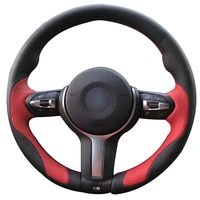 non slip durable black leather red leather car steering wheel cover for bmw f87 m2 f80 m3 f82 m4 m5 f12 f13 m6 f85 x5 m f86 x6 m