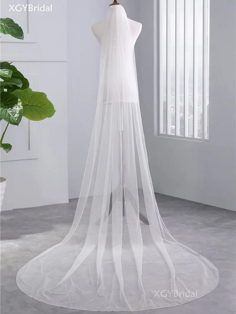 

New Arrival 3 Meter Bridal Veil Long Lace Bead Edge Wedding Veil White Ivory Velo With Comb Wedding Accessories Matrimonio