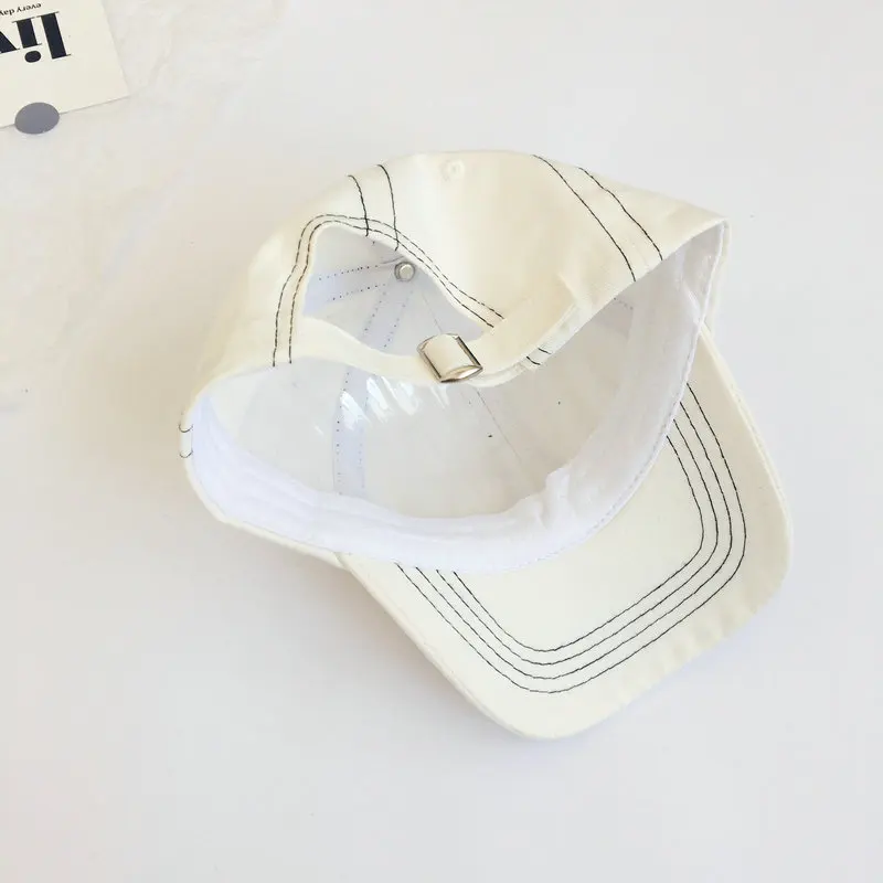 

Korean Black and White Color 2-4 Yrs Children's Baseball Cap Summer New Letter Printed Baby Sunscreen Casual Hat for Kid Girl
