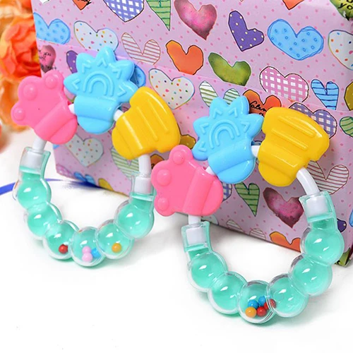

1Pc Lovely Baby Circle Balls Teether Rattles Pacifier Bell Molar Toy Tooth Care Bright color exercise baby's hearing eyesight