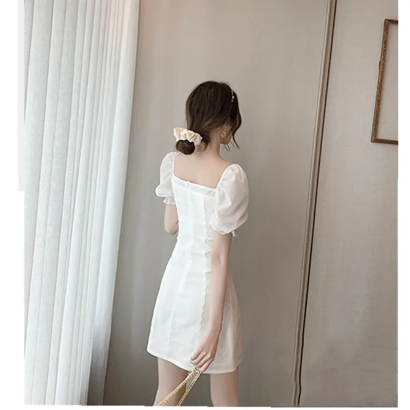 

Women's Sweet Mini Dress Summer 2020 Office Elegant White Slim Dress