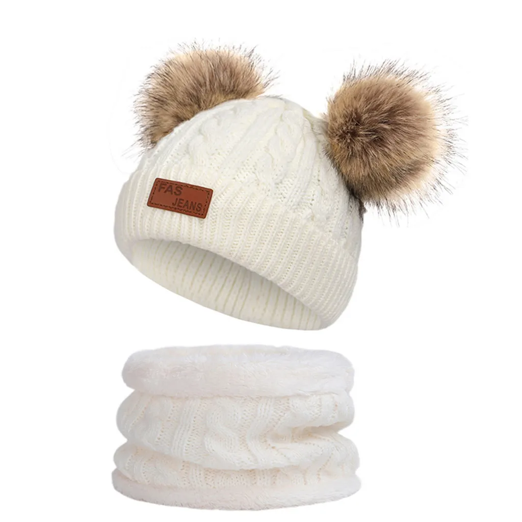 2/Ps New Fashion Baby Beanies kids Pompom Hat Set Girl Winter Boy Cap Warm Knitted 1-5 Years | Детская одежда и обувь