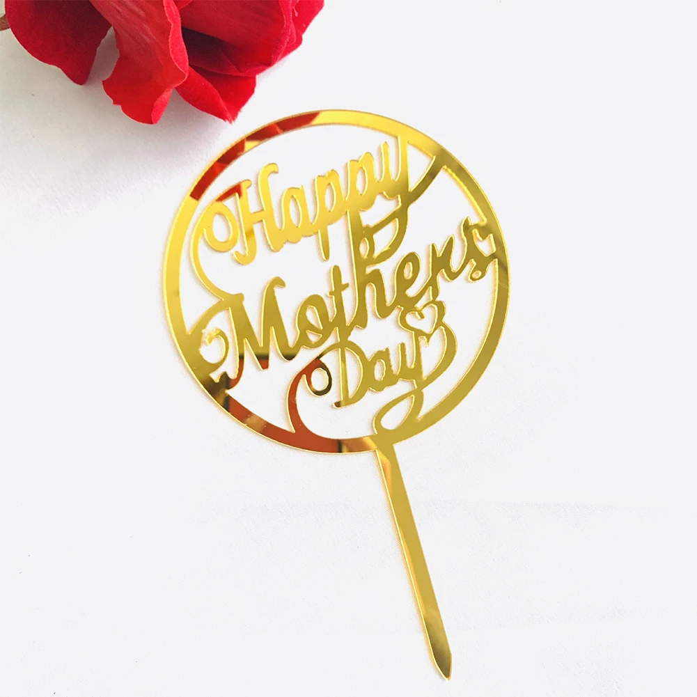 

Cake Decoration Acrylic Happy Mother's Day Cake Topper Golden MOM Acrylic birthday party Cake Dessert Decoration Suppllies