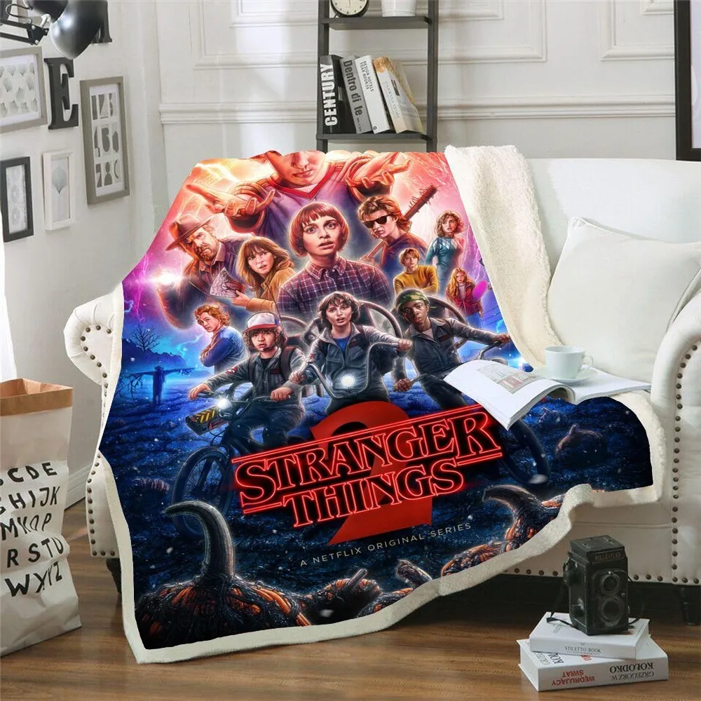 

Fashion 3d Print Stranger Things Plush Throw Blanket Sherpa Fleece Bedspread For Beds Square Warm Camping Blanket Home Blankets