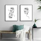Минималистичная черно-белая линия Frida, художественные плакаты-портреты и принты, Картина на холсте, настенные художественные картины для декора гостиной
