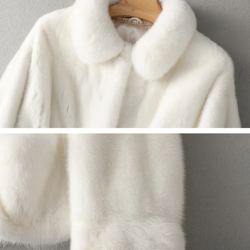 

2020 Winter Clothes White Velvet Fashion Lady Full Mink Coat Short Women's Clothing