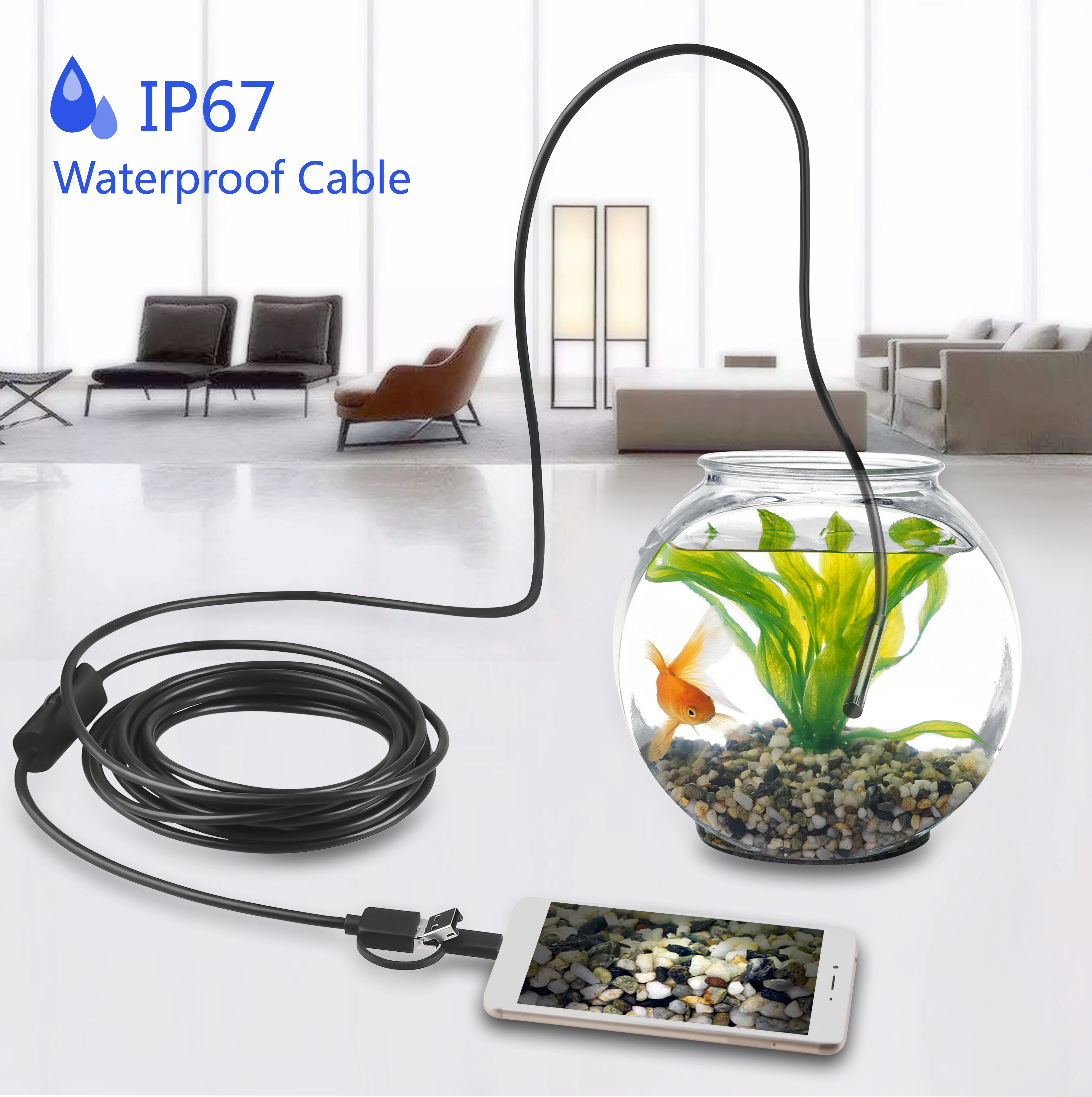 8mm WIFI Endoscope Camera 3 in 1 Borescope 2MP Pipe Inspection Cam Surveillance Flexible for Iphone Android Smartphone | Безопасность и