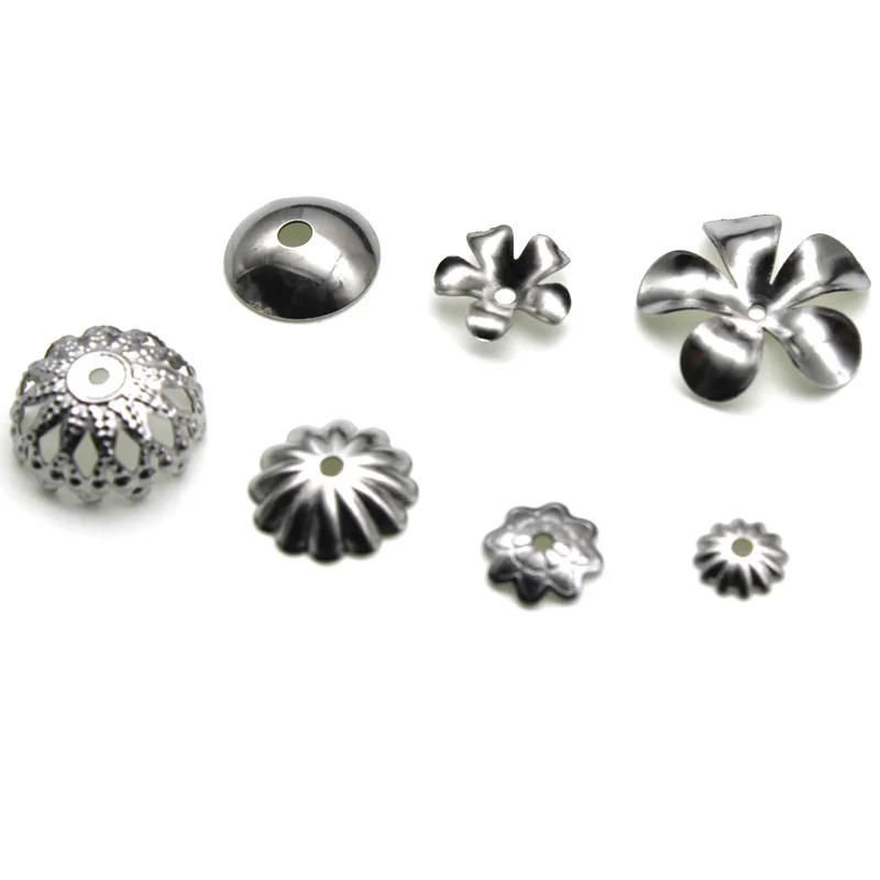 

100pcs Stainless steel Flowers Beads Caps Spacer Loose Charm Bead Cap End Crimp Beads Clasp For Jewelry Making Findings Supplies