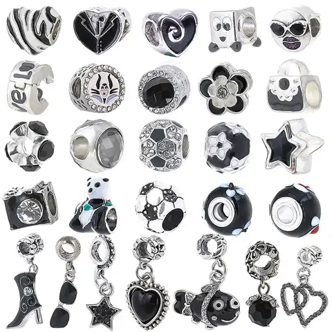 2 pcs./Lot fashionable black beads in the shape of a heart silver charm bracelets are suitable DIY original necklaces for women manufacturing Yu ...