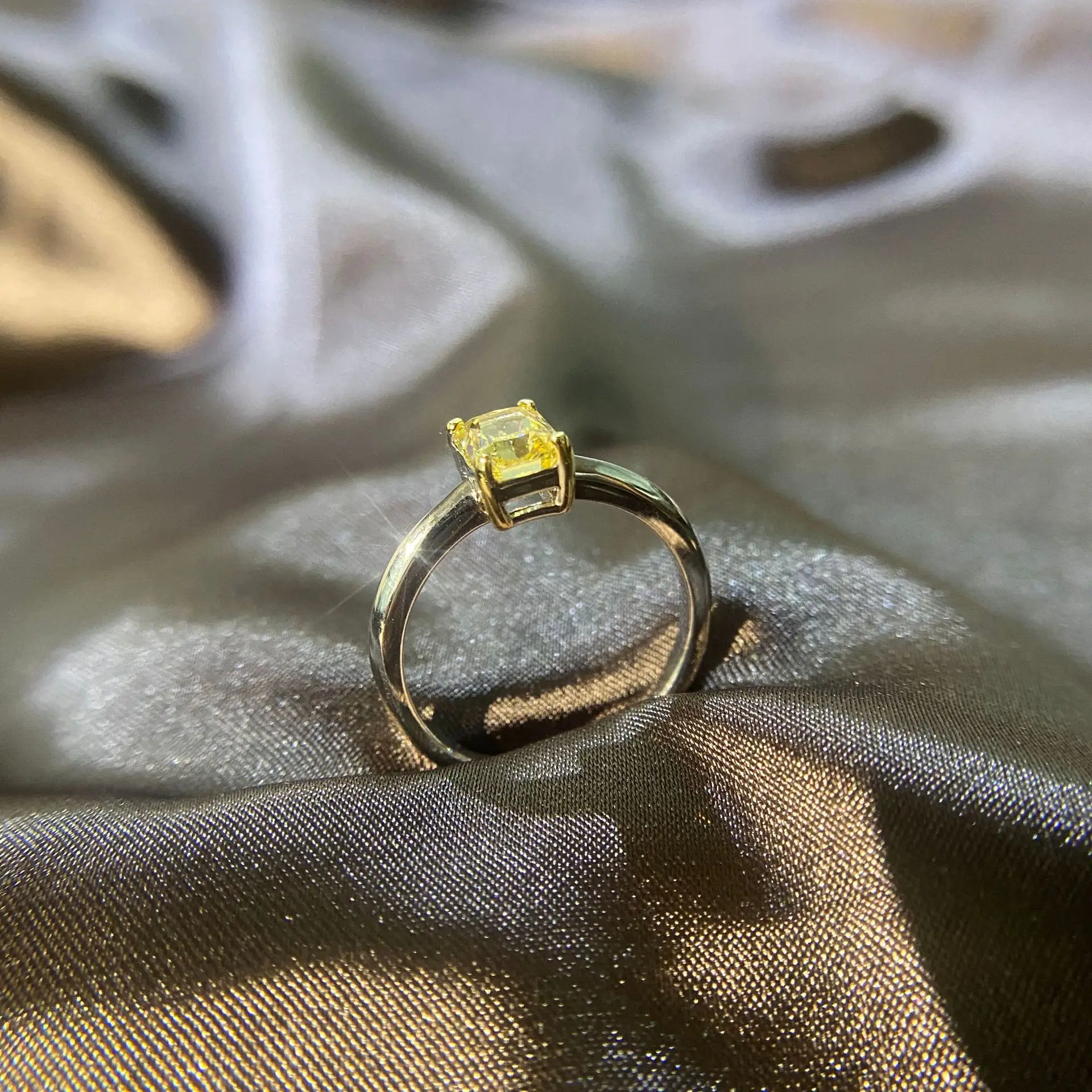 Женское кольцо с цитрином Shipei серебро 100% пробы бриллиантом | Кольца