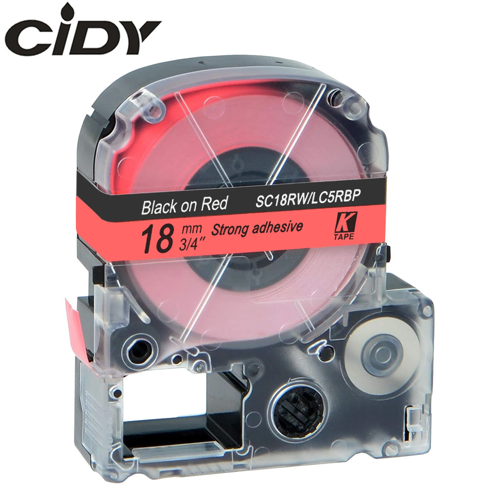 

CIDY 30Pcs SC18RW/LC5RBP9 LC-5RBP Compatible For Epson/KingJim LW-300 LW-400 Black on Red 18mm laminated label tapes