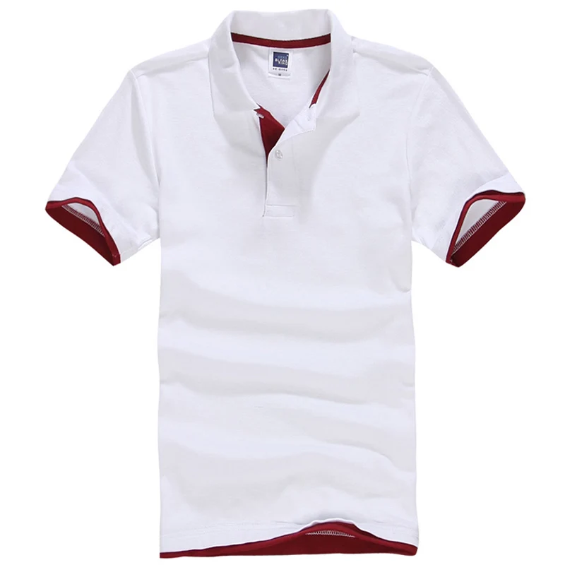 White red Летняя мужская рубашка поло, Повседневная хлопковая однотонная Мужская дышащая футболка поло с коротким рукавом, новая брендовая одежда для гольфа и тенниса - Цвет: White red