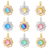 necklace pendant super flash flower zircon micro inlaid sunflower design sense necklace pendant earring pendant