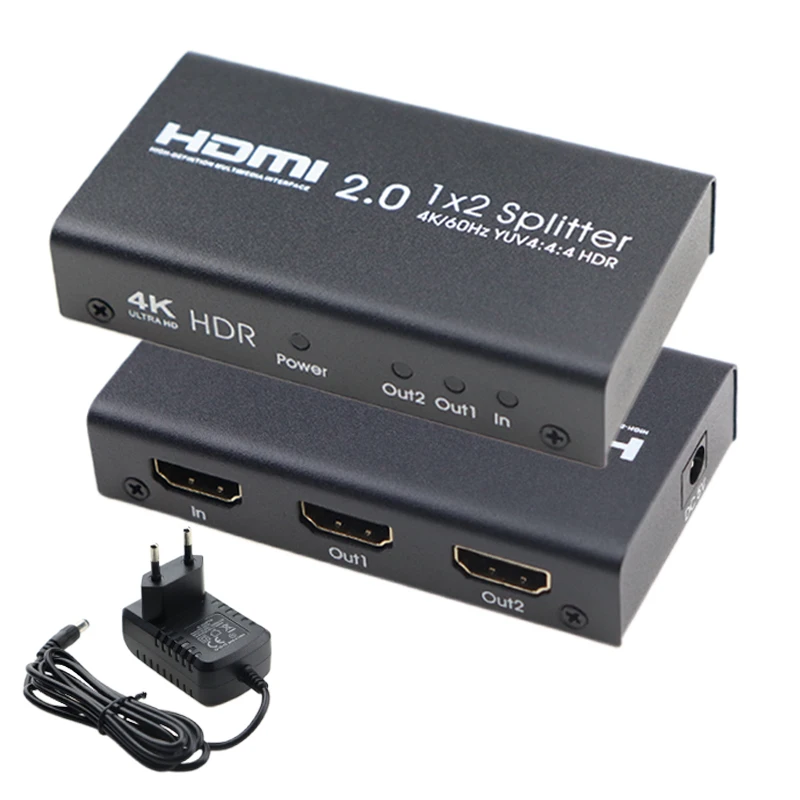 HDMI 2,0 сплиттер 2 способа 4 k@ 60Hz YUV 4:4:4 HDR смарт-сплиттер 1 в 2 Выход HDCP 2,2 HDMI коммутатор для Xbox PS4 HDTV проектор