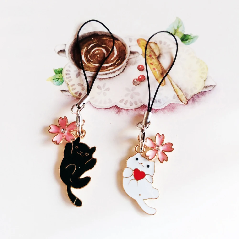 Cute Japanese Cat Smart Phone Strap Lanyards for IPhone/Samsung/Xiaomi/Huawei Mobile Phone Strap Key Hang Rope Phone Charm Decor