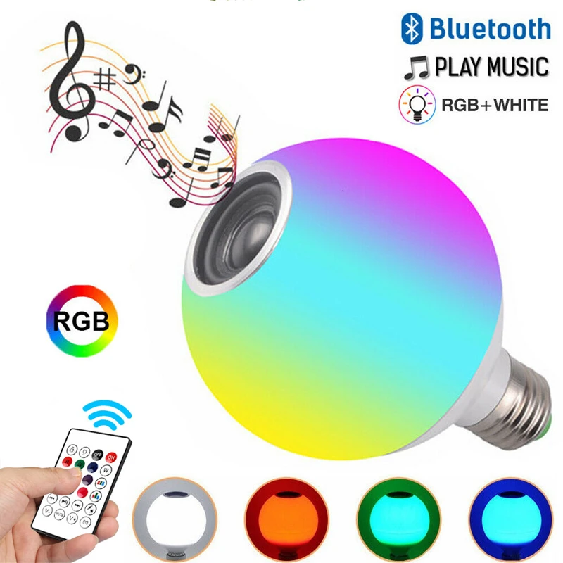 Смарт RGBW E27 лампа Bluetooth 4 0 аудио колонки с регулируемой яркостью Светодиодные