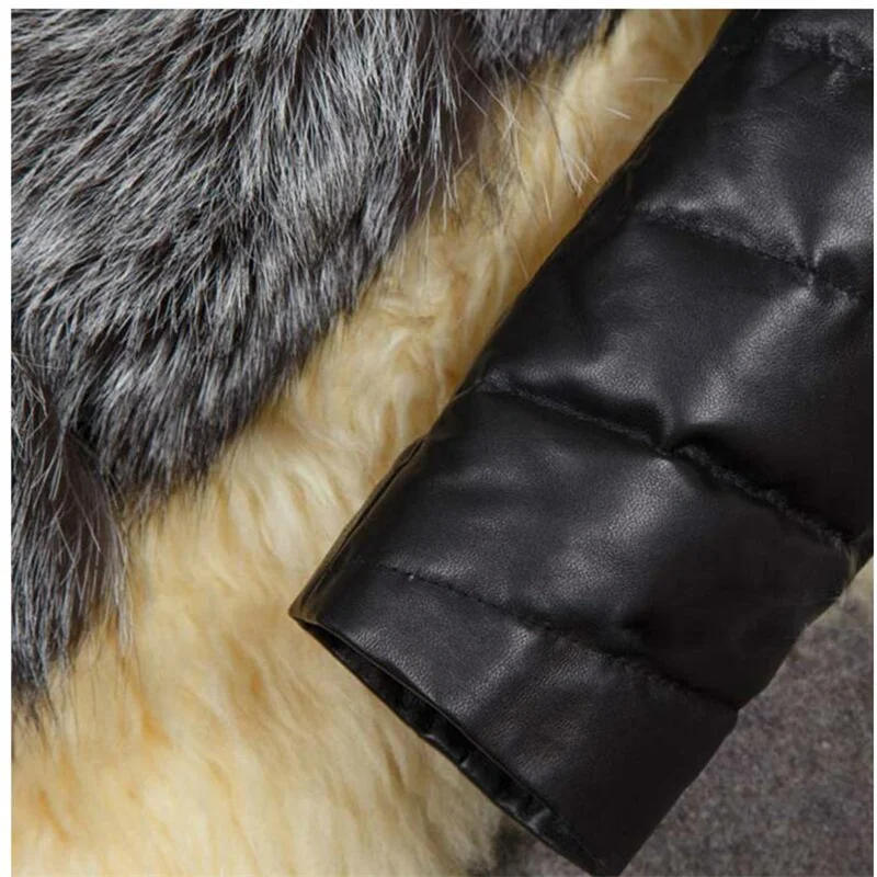 New fur coat womens jackets fox hair stitching PU long sleeve warm autumn winter black casacos de inverno feminino шубка искуств