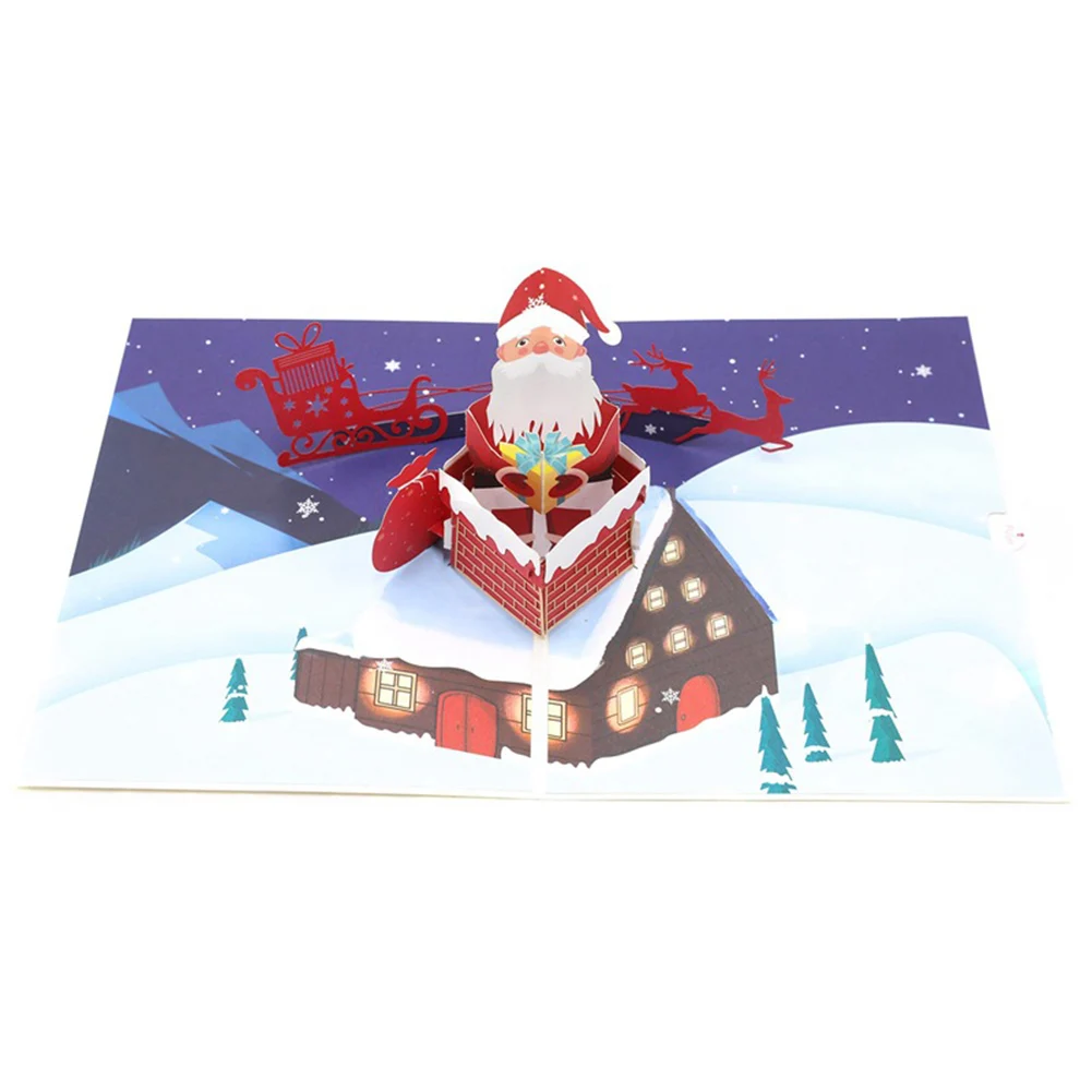 

Рождественская поздравительная открытка «Санта-Клаус» с 3d-вырезами, открытки с конвертами на новый год, Рождество, вечеринку, Рождество, ве...