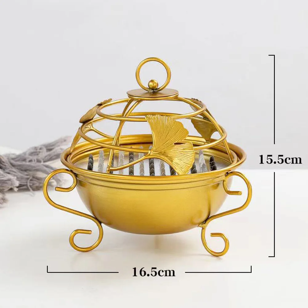 

Handle Design Mosquito Coil Holder Anti-Fly Ash Incense Burner with Cover Sandalwood Tray Living Room Banquet Decoration