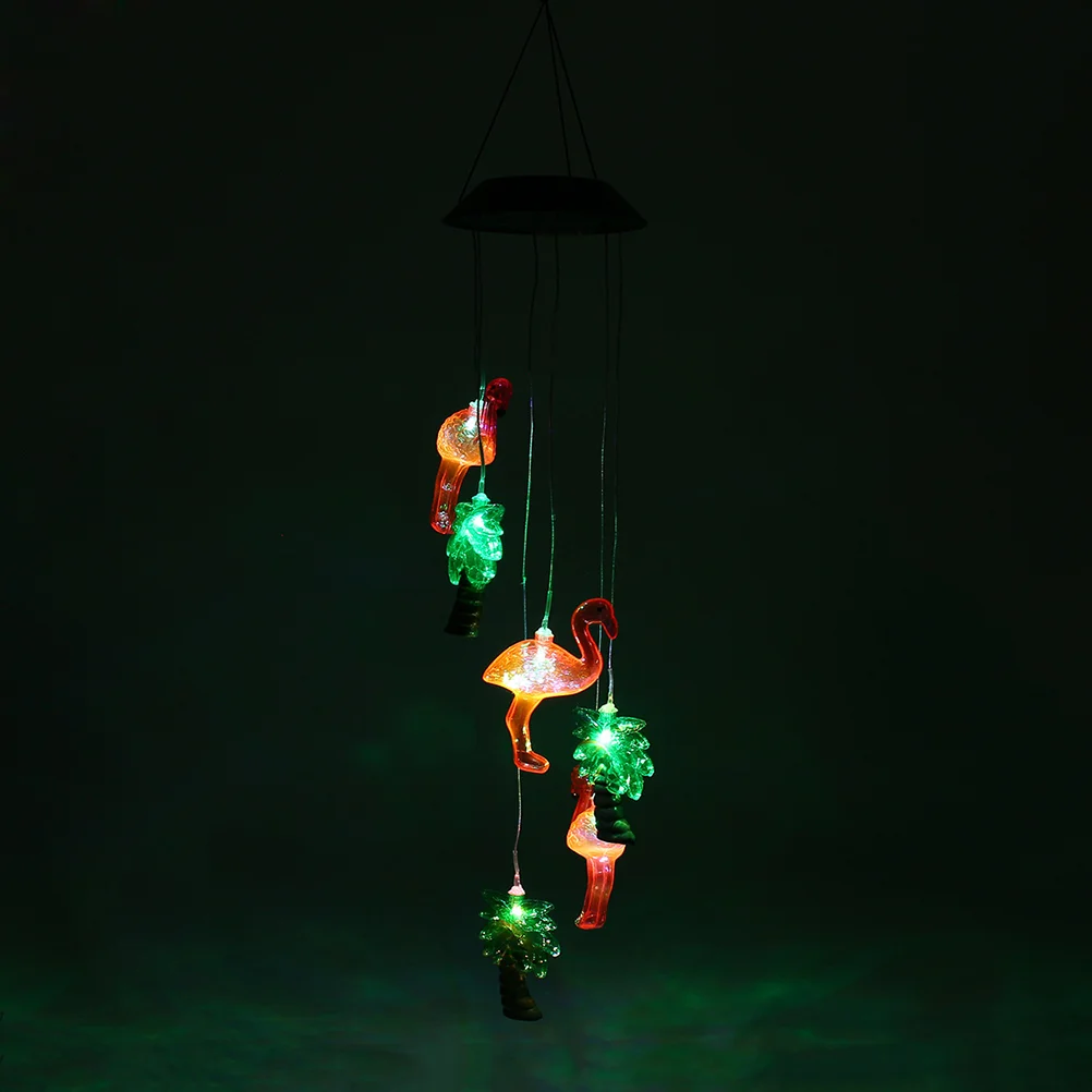 

2 Pcs Solar Powered Rotating Wind Chime Light Hanging and Coconut Tree Night Light Party Decoration for Garden