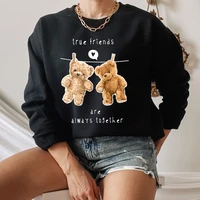 creative messenger wire teddy bear print sweatshirt winter thickening plus size men women wool lovers sport warm hoodie s 4xl