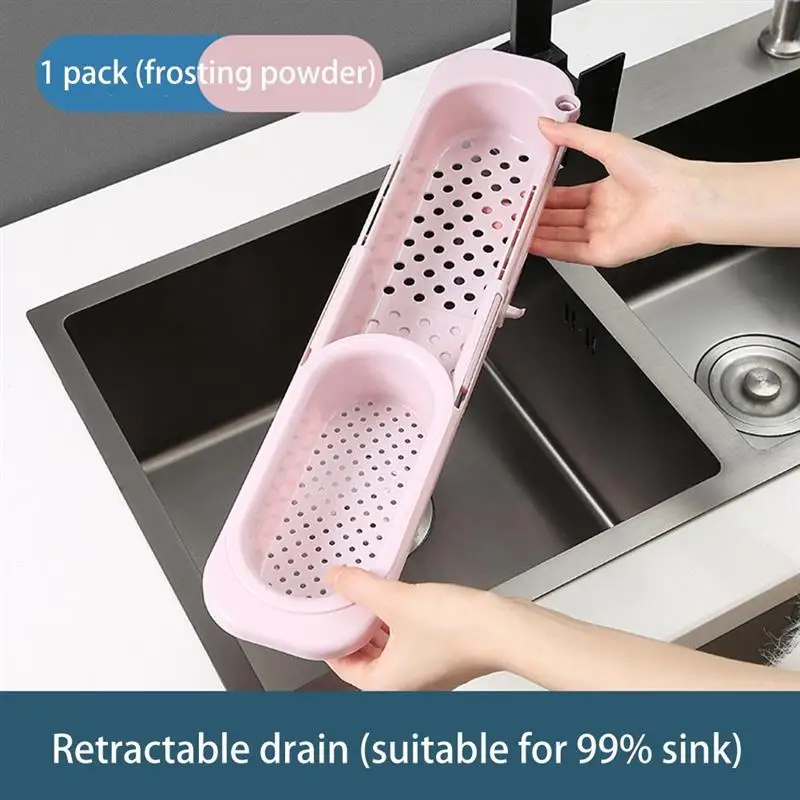 For Kitchen Retractable Drain Basket Sink Rack Telescopic Filter Leftovers Dishwashing Cloth Storage Organizer | Дом и сад