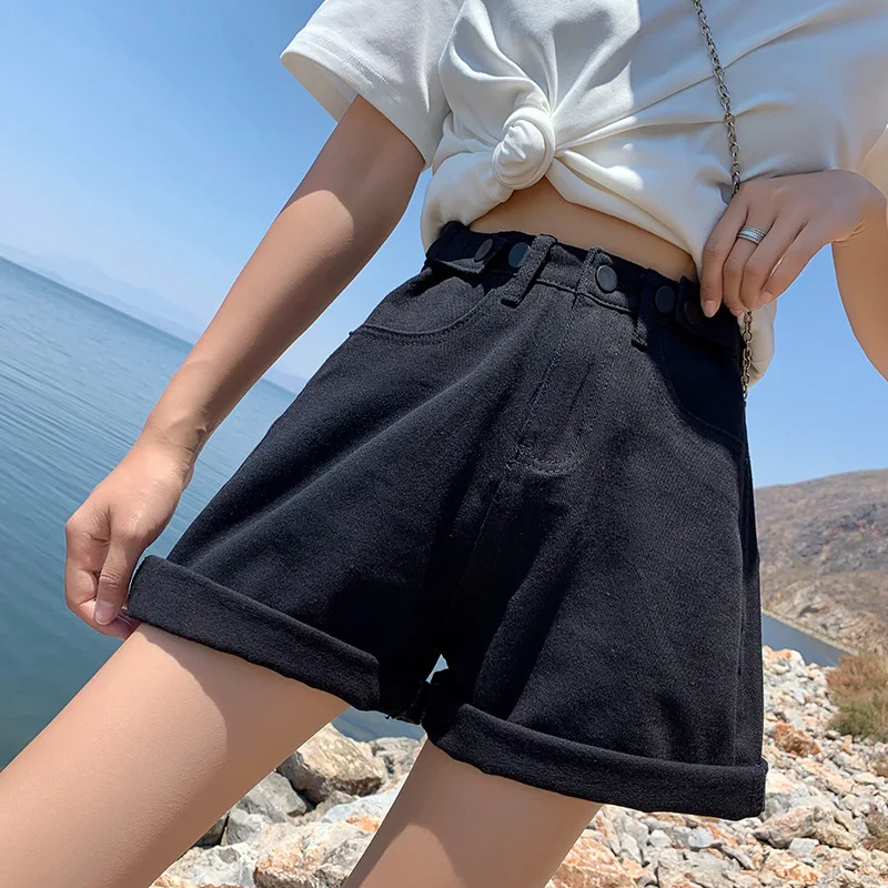 DenimShortsSummerNew Row Mouth Корейская версия высокая талия хит продаж тонкие широкие
