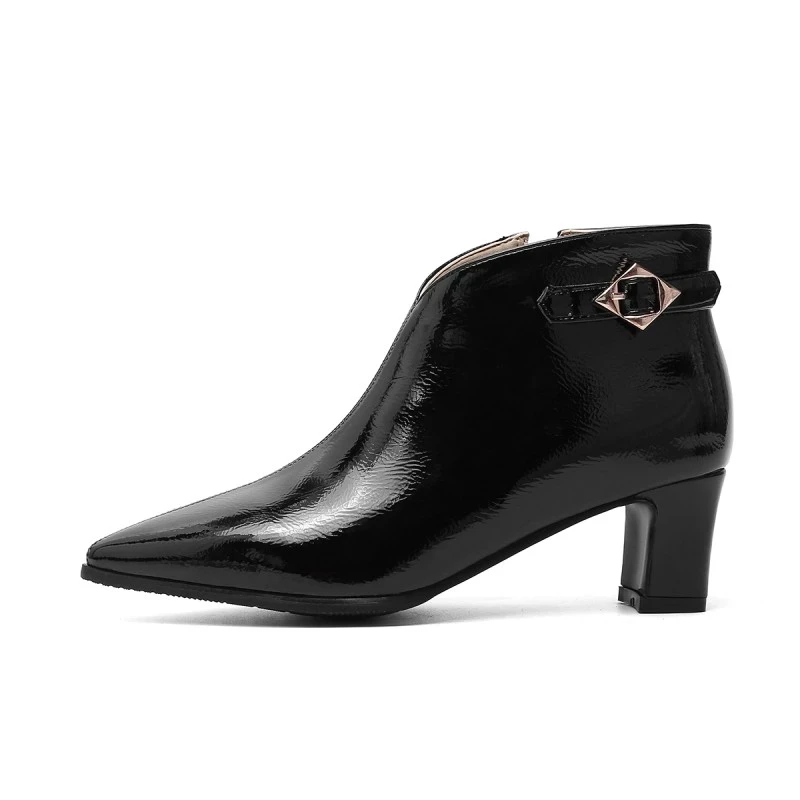 

Женские ботинки, ботильоны с острым носком, застежка-молния сбоку, для зимы, сапоги большого размера