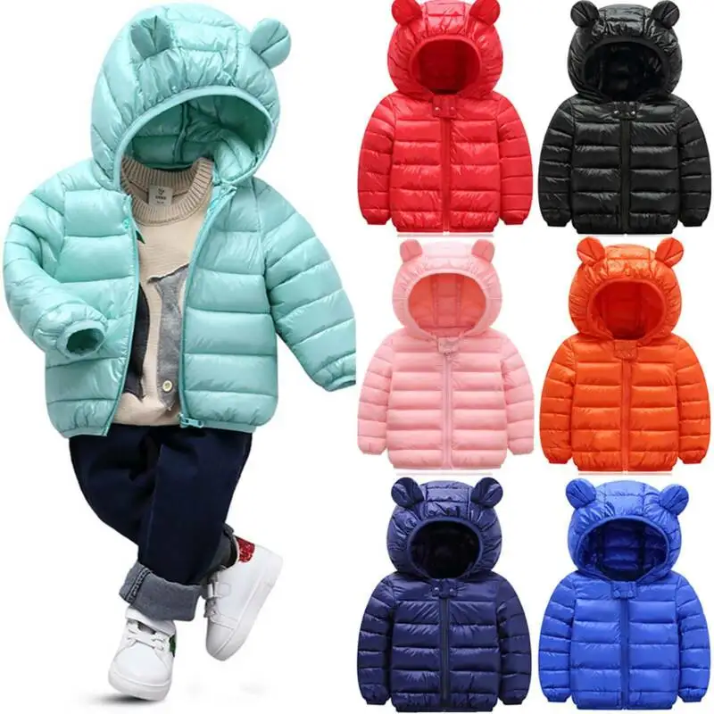 

Boys Girls Cotton Winter Fashion Sport Jacket Outwear Children Cotton Padded Warm Thick Zip Jacket Warm Hooded Coat