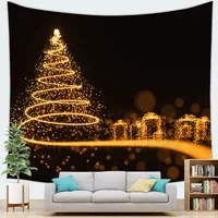 Christmas Party Tapestry Art Blanket Hanging Home Bedroom Living Room Decor Wall Backdrop Cloth Christmas Tree Winter Snow Scene