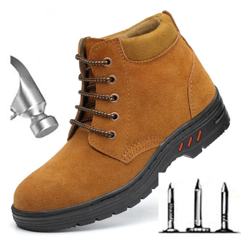 Ботинки мужские из флока рабочая безопасная обувь со стальным носком