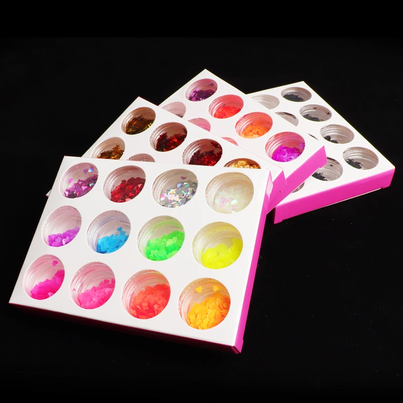 

12pcs/set Nail Glitter Fluorescence Butterfly Heart Star Shiny Luxury Sparkles Nail Art Sequins Pigment Flakes 3D Decorations