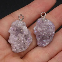 1pcs natural stone crystal agates purple charm pendant for nacklace bracelet earring women gifts accessories jewelry making diy