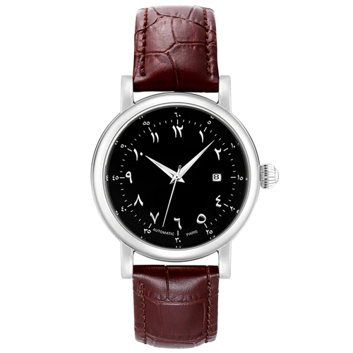 silver brown strap Большой корпус арабские часы для мужчин автоматические самоходные часы циферблат с арабскими цифрами лицо часы для мужчин автоматическое механическое движение - Цвет: silver brown strap