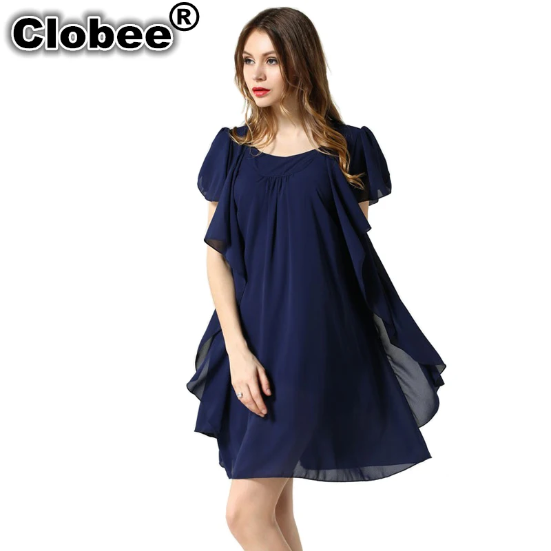 Новое шифоновое платье 2020 летнее свободное пляжное с рукавом бабочкой Офисная